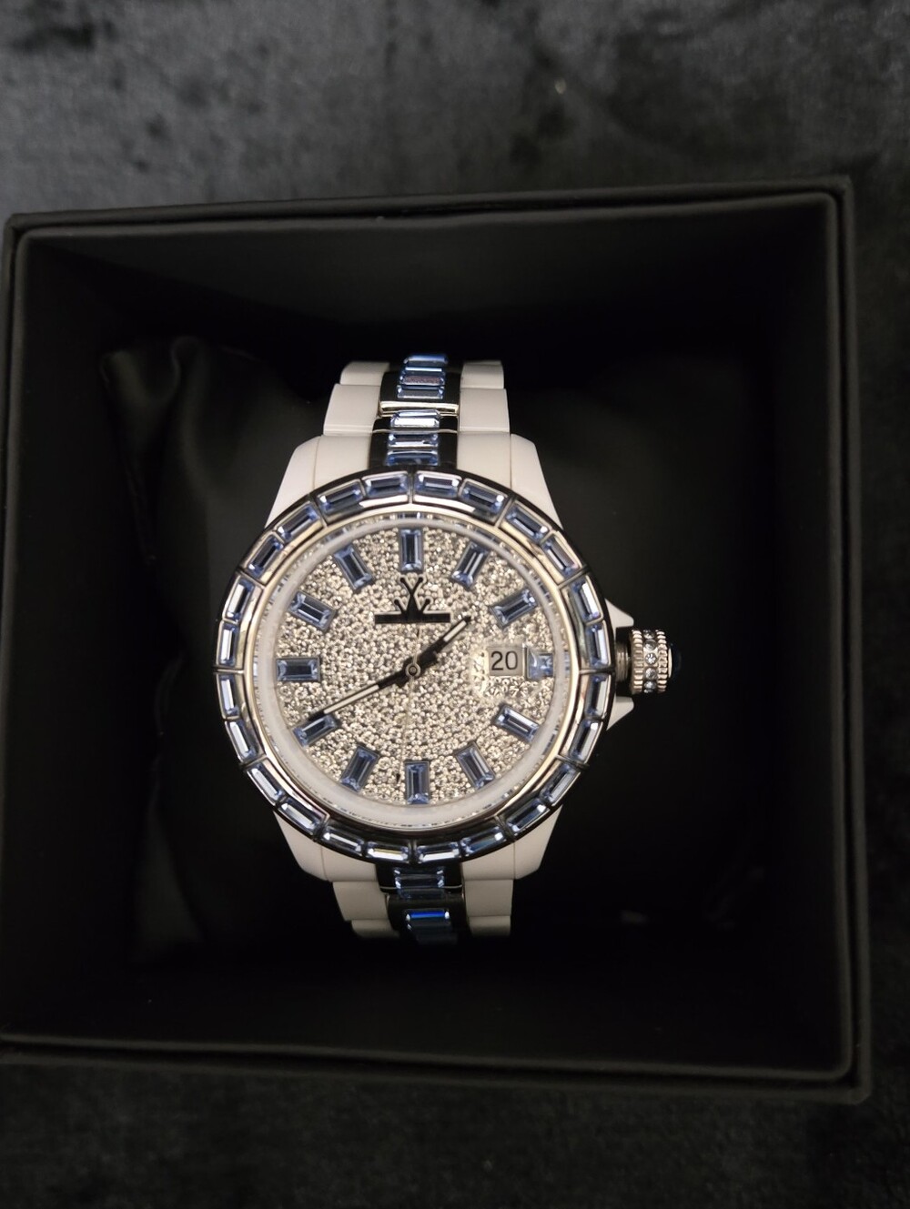 ToyWatch Gems White Full Pave Dial Crystals Watch GE04WH Pristine Full Set